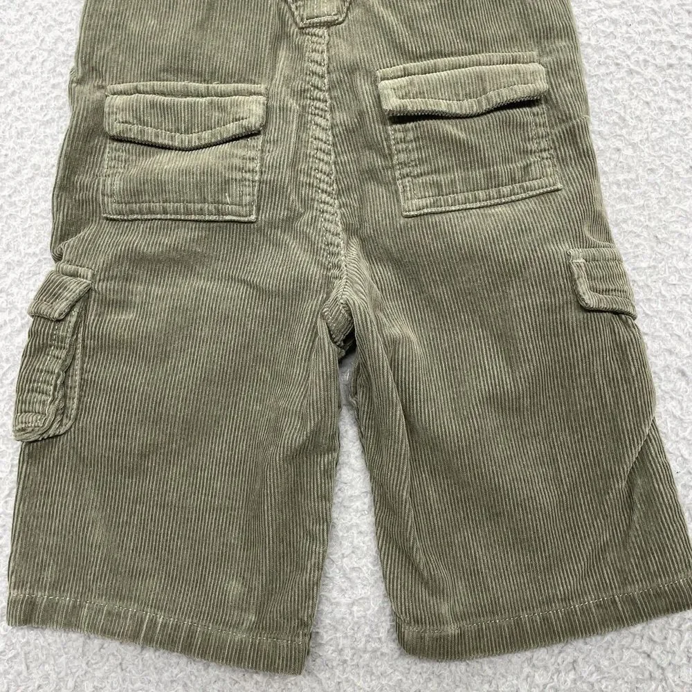 Old Navy Corduroy Bibs Baby 6/12 month Green Cargo Overalls Pockets Pants Unisex